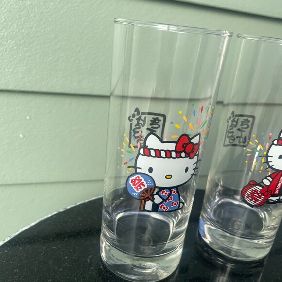 Hello Kitty Omatsuri Drinking Glass Lot of 2 Sanrio - Picture 2 of 6